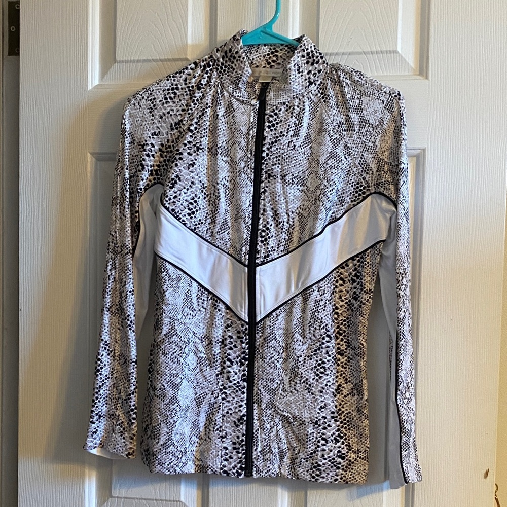 Boston Proper Leopard Print Athletic Jacket - Black/White/Tan